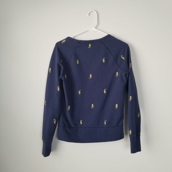 Lilly Pulitizer Navy Sweatshirt with Gold Embroidered Seahorse Size XS - Picture 8 of 12